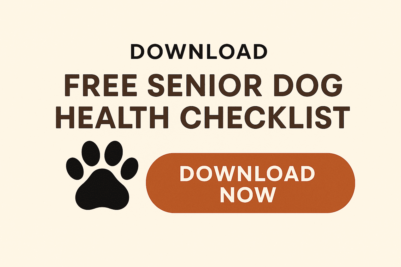 Download free senior dog health checklist banner graphic.