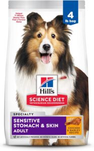 Hill’s Science Diet 7+ chicken & barley, formulated for senior dogs with sensitive stomachs