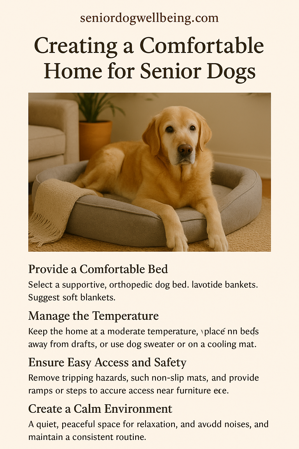 Senior Labrador lying on orthopedic memory foam bed with washable cover