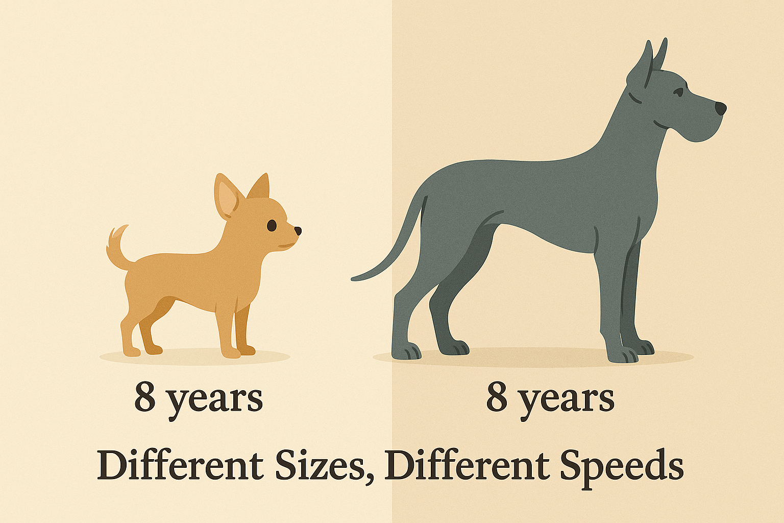 Comparison of aging between small and large dog breeds