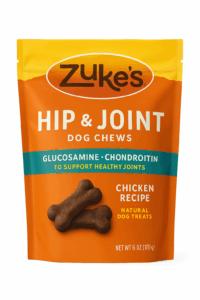 package of Zuke’s Hip and Joint soft chews for senior dog mobility support