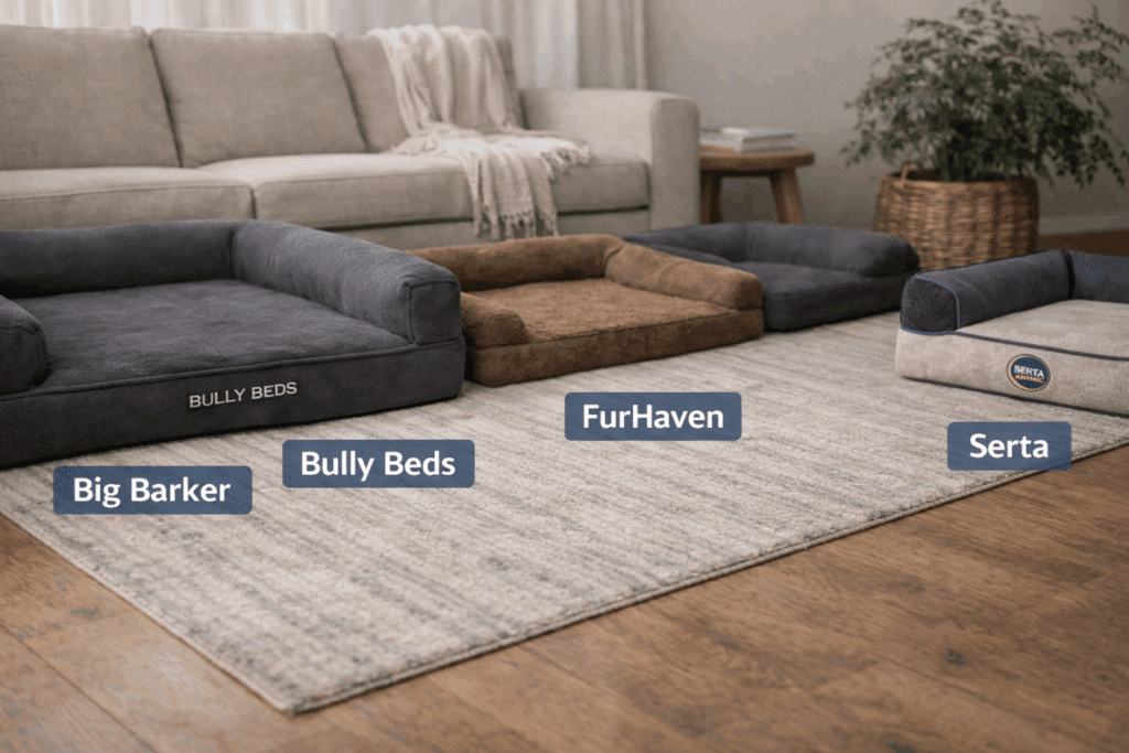 Comparison of different orthopedic dog beds designed for senior dogs